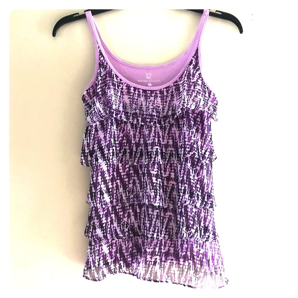 New York & Company tiered tank top purple
